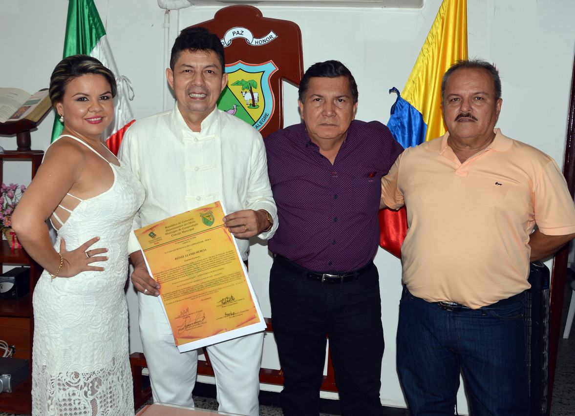 La concejala Astrid Lorena Murcia, Renel Llanos Murcia, Alcalde del Municipio de Campoalegre Aldemar Gutiérrez y Alberto Trujillo.